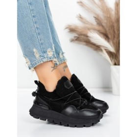 Pantofi Casual Dama din piele naturala 58W26 BLACK | PANTOFUL