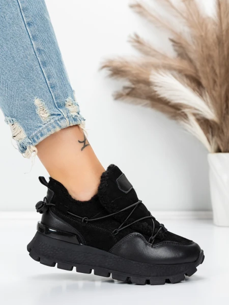 Pantofi Casual Dama din piele naturala 58W26 BLACK | PANTOFUL