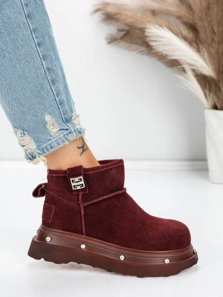 Ghete Dama din piele naturala 58W28 WINERED | PANTOFUL