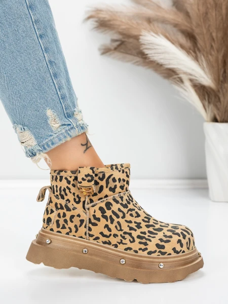 Ghete Dama din piele naturala 58W28 LEOPARD PRINT | PANTOFUL
