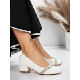 Pantofi cu Toc mic 3XKK99 Alb » Reina.Ro