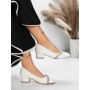 Pantofi cu Toc mic 3XKK99 Alb » Reina.Ro