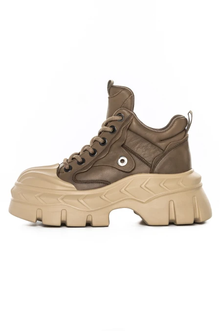 Ghete Dama din piele naturala 5020-1 KHAKI | ADVANCER