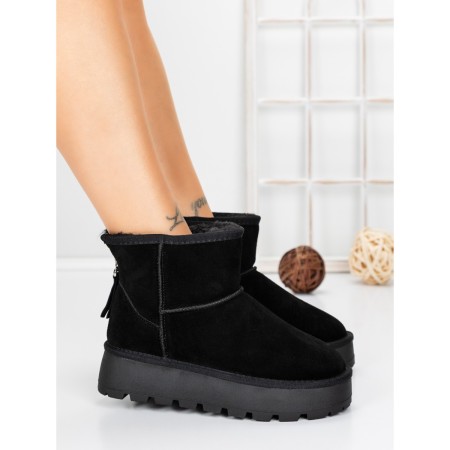 Ghete Dama din piele naturala 5W93 BLACK | PANTOFUL