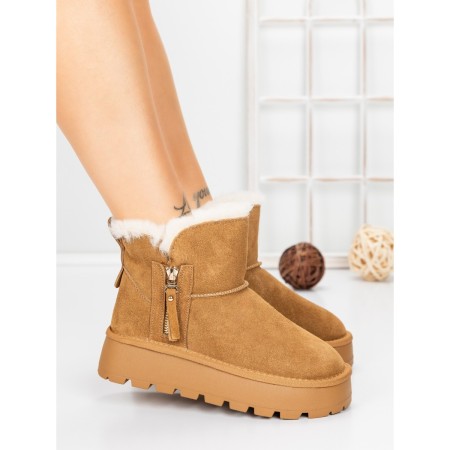 Ghete Dama din piele naturala 5W95 YELLOW | PANTOFUL
