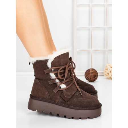 Ghete Dama din piele naturala 5W96 BROWN | PANTOFUL