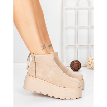 Ghete Dama cu Platforma 58WL19 DARK BEIGE | MEI