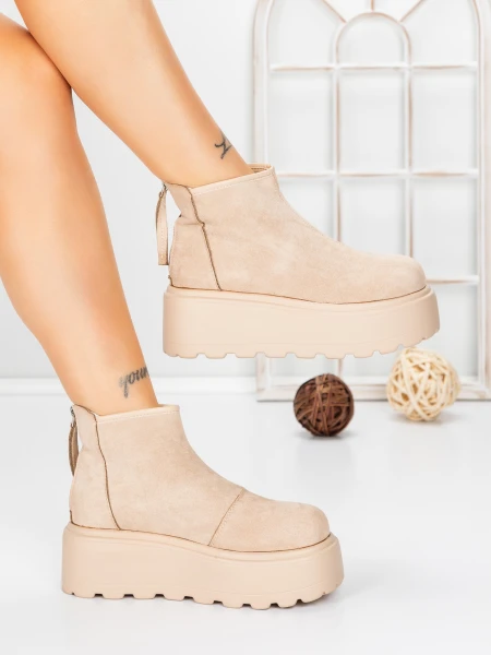 Ghete Dama cu Platforma 58WL19 DARK BEIGE | MEI