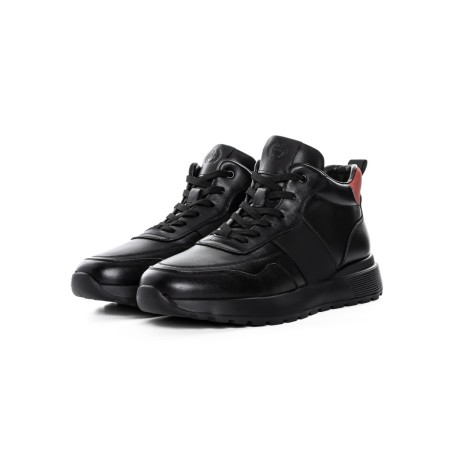 Ghete Barbati din piele naturala 5786 BLACK-RED | ADVANCER