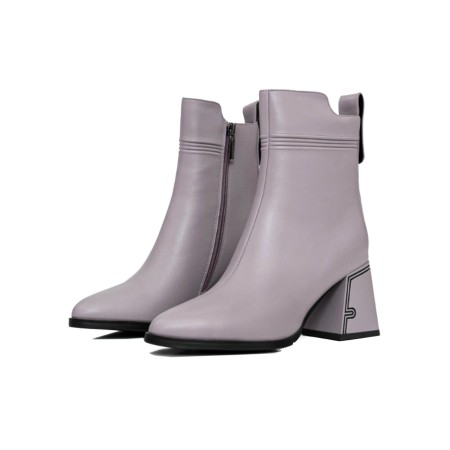 Botine Dama cu toc gros K107-55-B81B Gri » Reina.Ro