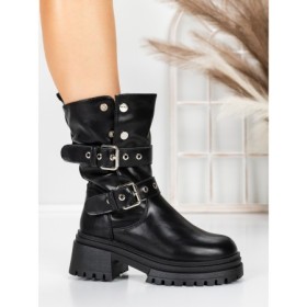 Ghete Dama 5W81 Negru | Mei Ghete Dama Imblanite 5W81 BLACK | MEI
