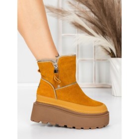Ghete Dama din piele naturala 3ASJN75 Galben | Pantoful Ghete Dama din piele naturala 3ASJN75 YELLOW | PANTOFUL