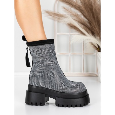 Ghete Dama cu Platforma 5SJN23 BLACK-WHITE | MEI