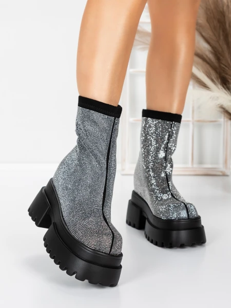 Ghete Dama cu Platforma 5SJN23 BLACK-WHITE | MEI