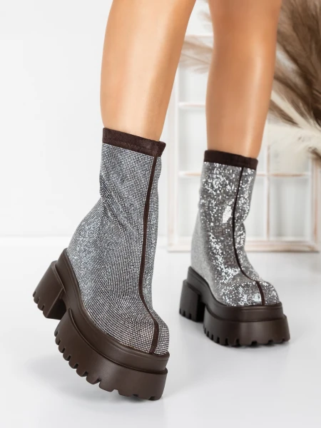 Ghete Dama cu Platforma 5SJN23 BROWN | MEI