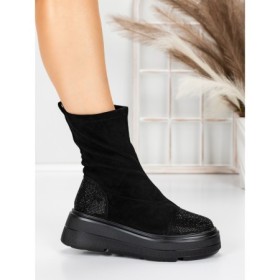 Ghete Dama cu Platforma 5AH66 ALL BLACK | MEI