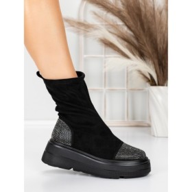 Ghete Dama cu Platforma 5AH66 BLACK-GUNCOLOR | MEI