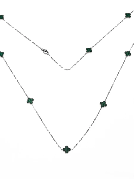 Colier de Dama YP-39 Argintiu-Verde | Mei » Reina.Ro