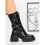 Ghete Dama din piele naturala 52AD5 BLACK | PANTOFUL