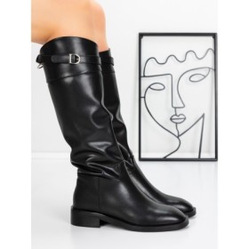 Cizme Dama din piele naturala 52AD6 BLACK | PANTOFUL