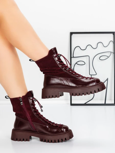 Ghete Dama din piele naturala 52AD8 WINERED | PANTOFUL