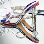 Papuci Dama cu Toc subtire 2XKK65 Multicolor » Reina.Ro