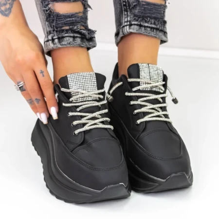 Pantofi Sport Dama cu Platforma 3WL3 Negru » Reina.Ro
