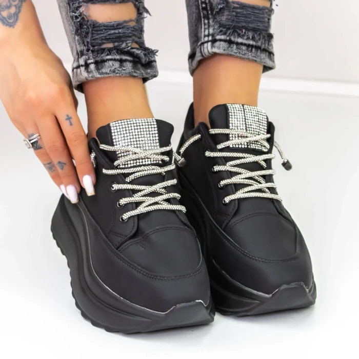 Pantofi Sport Dama cu Platforma 3WL3 Negru » Reina.Ro