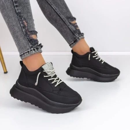 Pantofi Sport Dama cu Platforma 3WL3 Negru » Reina.Ro