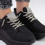 Pantofi Sport Dama cu Platforma 3WL3 Negru » Reina.Ro