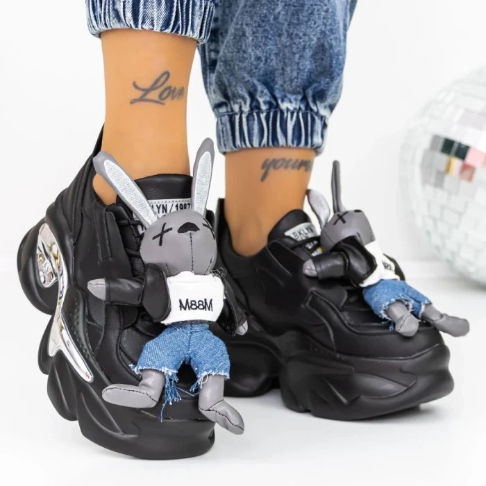Pantofi Sport Dama cu Platforma 8233 Negru » Reina.Ro