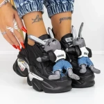 Pantofi Sport Dama cu Platforma 8233 Negru » Reina.Ro