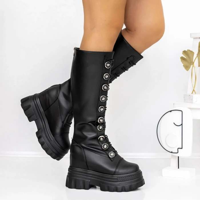 Cizme Dama cu Platforma 3WL19 Negru » Reina.Ro