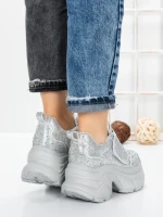 Pantofi Sport Dama cu Platforma 1A05 SILVER | MEI