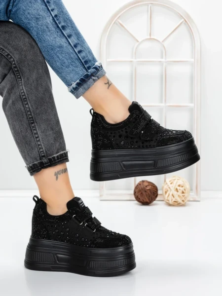 Pantofi Sport Dama cu Platforma 3591-8 BLACK | MEI