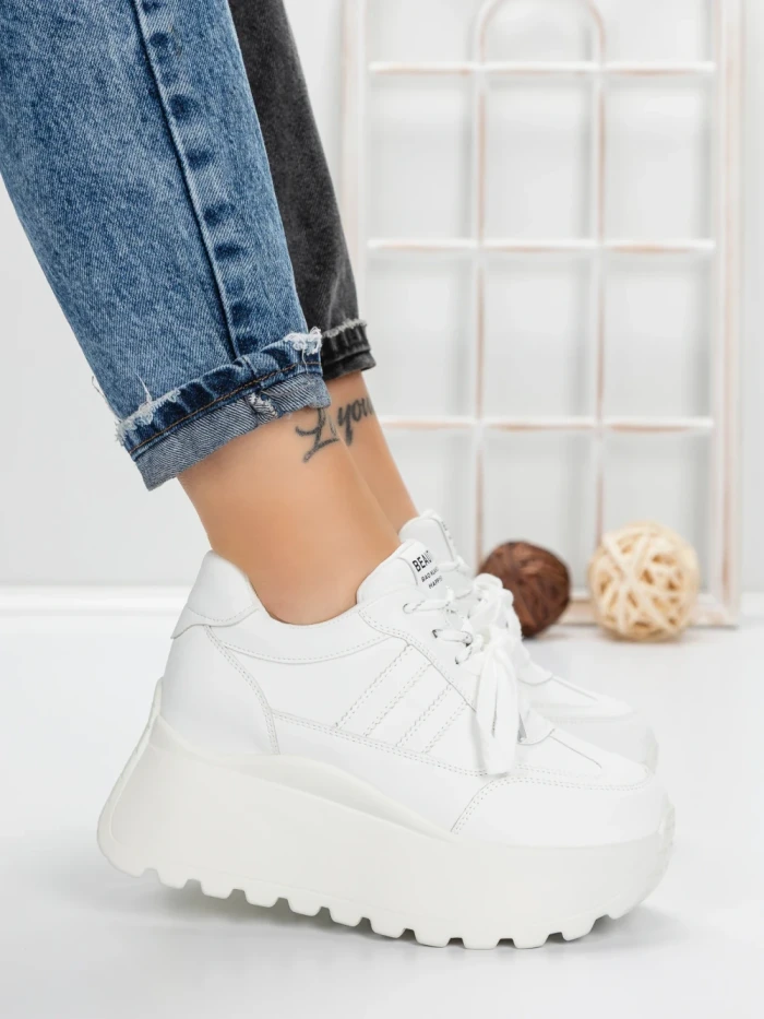 Pantofi Sport Dama cu Platforma 3570 WHITE | MEI