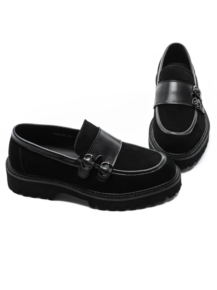 Pantofi Casual Barbati din piele naturala 5NXE66 BLACK | PANTOFUL