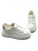 Pantofi Sport Barbati din piele naturala 5302 WHITE-APRICOT | ADVANCER