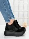 Pantofi Sport Dama cu Platforma 5WL111 BLACK | MEI