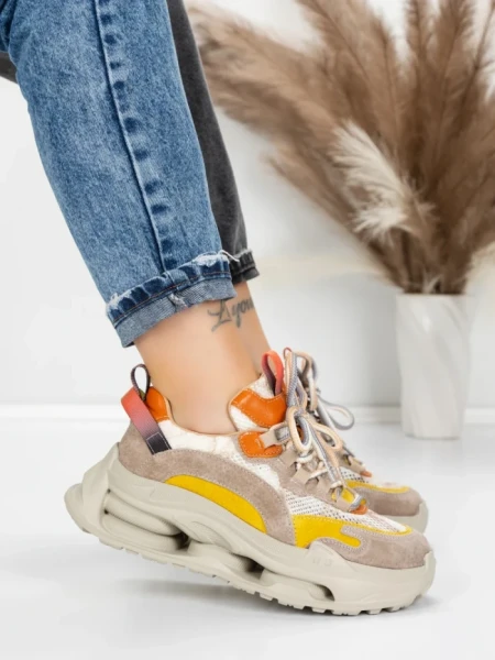 Pantofi Sport Dama din piele naturala 36868-1 YELLOW | ADVANCER