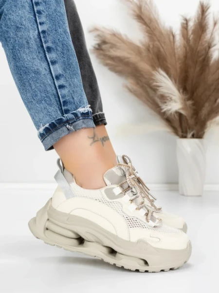 Pantofi Sport Dama din piele naturala 36868-1 CREAM | ADVANCER