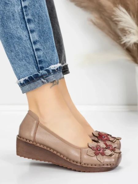 Balerini Dama din piele naturala F166 APRICOT | ADVANCER