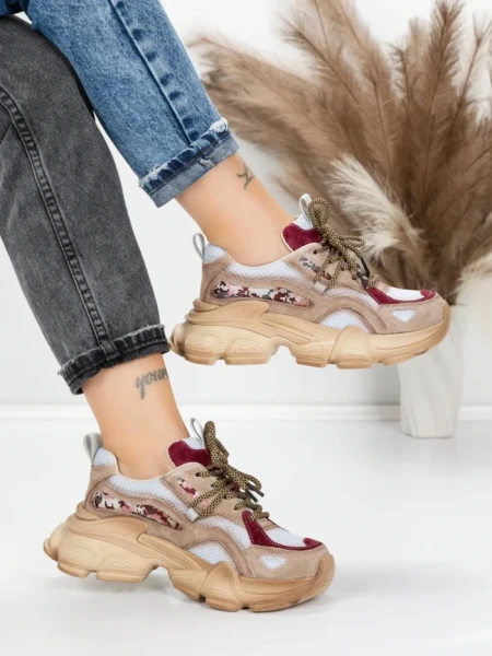 Pantofi Sport Dama din piele naturala Y5757-1 WINE | ADVANCER