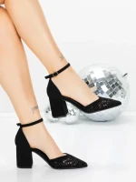 Pantofi cu Toc Gros 5XKK82 BLACK | MEI