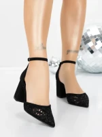 Pantofi cu Toc Gros 5XKK82 BLACK | MEI