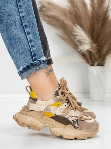 Pantofi Sport Dama din piele naturala Y5759-1 APRICOT | ADVANCER