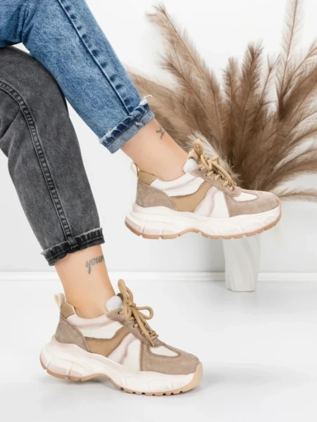 Pantofi Sport Dama din piele naturala HY3393 KHAKI | ADVANCER