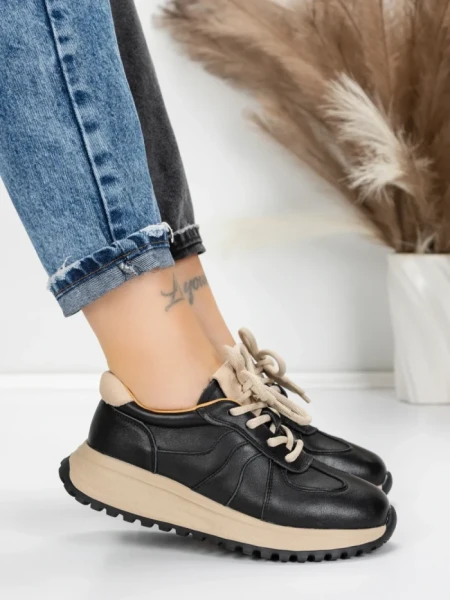 Pantofi Sport Dama din piele naturala 88253 BLACK | ADVANCER