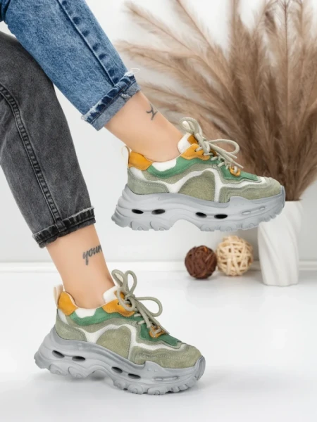 Pantofi Sport Dama din piele naturala HY2926-1 LIGHT GREEN | FRANCO GERARDO