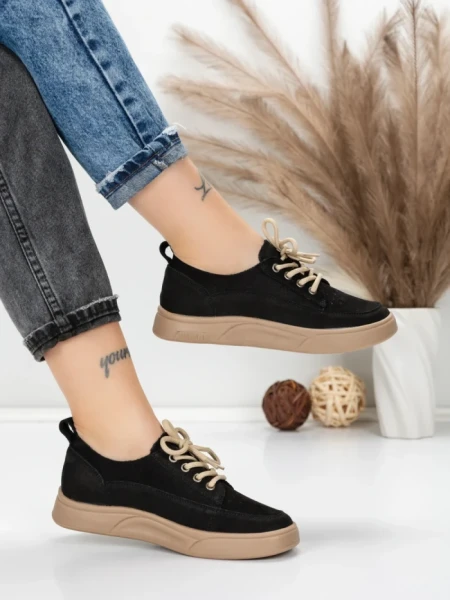 Pantofi Sport Dama din piele naturala 2535 BLACK | FRANCO GERARDO